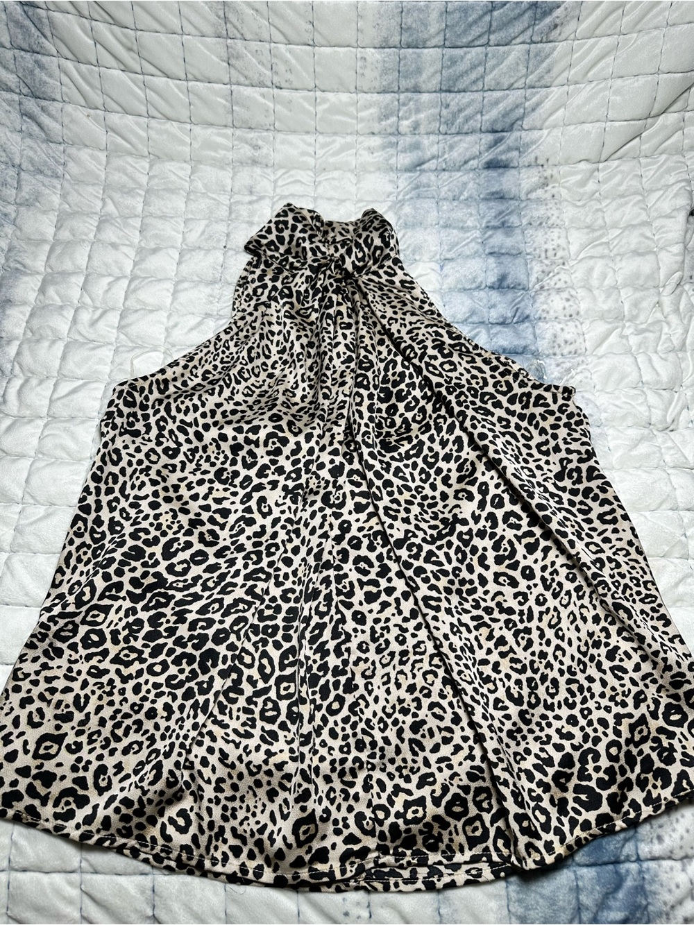 Leopard Print Halter Top - Cream & Black